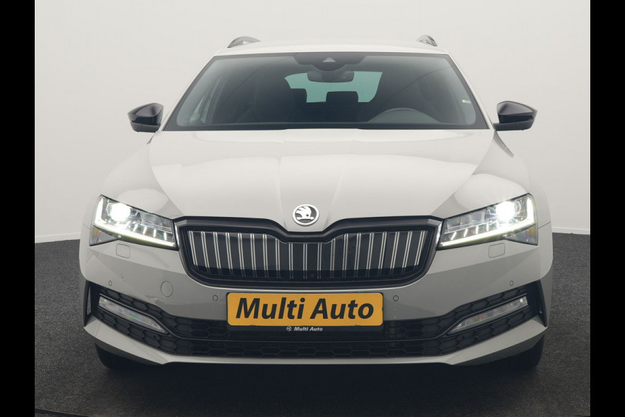 Škoda Superb Combi 1.4 TSI iV Sportline Business Plug In Hybrid 218pk Dealer O.H. PHEV | Trekhaak Af Fabriek | Adaptive Cruise | 360 Camera | Canton Audio | Alcantara Sportstoelen Memory & Verwarmd | Sfeerverlichting | Stuur Verwarmd | Keyless | Crystal LED | DAB |