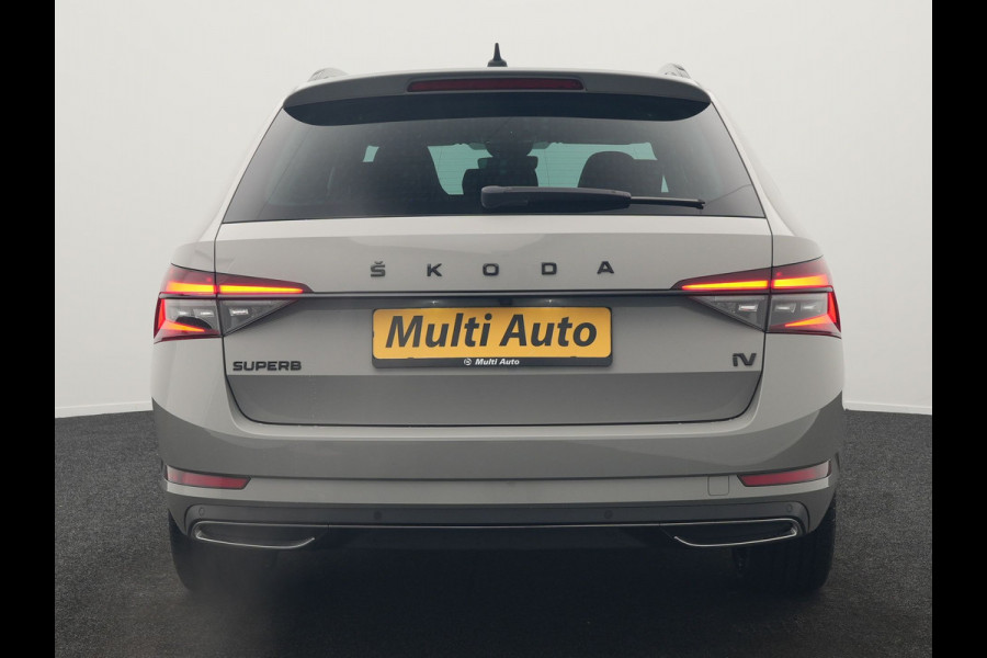 Škoda Superb Combi 1.4 TSI iV Sportline Business Plug In Hybrid 218pk Dealer O.H. PHEV | Trekhaak Af Fabriek | Adaptive Cruise | 360 Camera | Canton Audio | Alcantara Sportstoelen Memory & Verwarmd | Sfeerverlichting | Stuur Verwarmd | Keyless | Crystal LED | DAB |