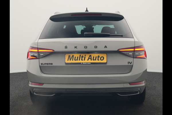 Škoda Superb Combi 1.4 TSI iV Sportline Business Plug In Hybrid 218pk Dealer O.H. PHEV | Trekhaak Af Fabriek | Adaptive Cruise | 360 Camera | Canton Audio | Alcantara Sportstoelen Memory & Verwarmd | Sfeerverlichting | Stuur Verwarmd | Keyless | Crystal LED | DAB |