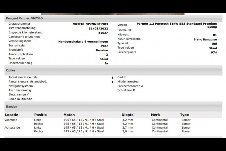 Peugeot Partner 1.2 Benzine 111PK Euro6 Premium / Airco / Navigatie / Cruise-ctr. / Schuifdeur + Raam / Radio multimedia
