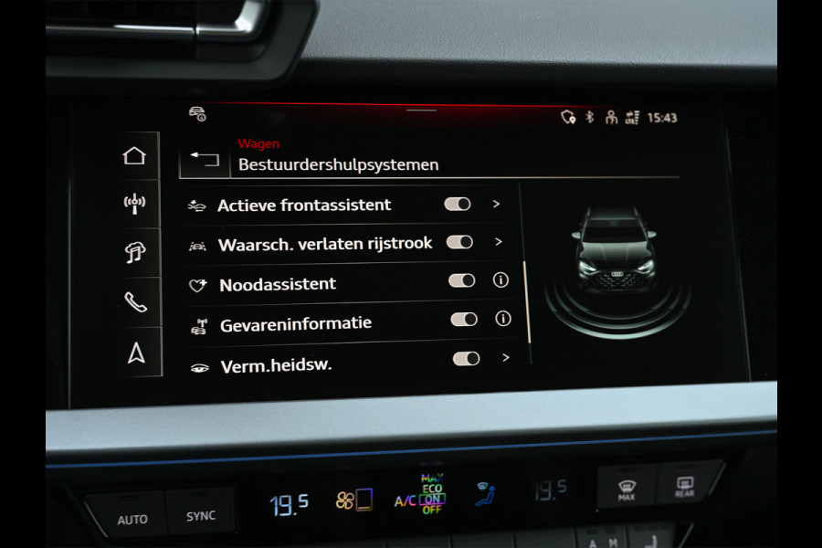 Audi A3 Sportback 45 TFSI e S edition Competition | Panoramadak | 5 jr garantie | Ambiance interieur | Active Cruise | Sonos Sound | S-Seats + Memory | Head-Up | Camera | Stoelverwarming | Keyless