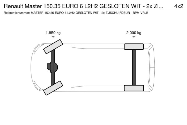 Renault Master 150.35 EURO 6 L2H2 GESLOTEN WIT - 2x ZIJSCHUIFDEUR - BPM VRIJ!