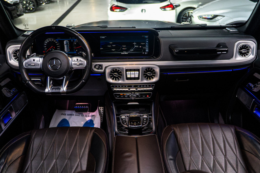 Mercedes-Benz G-Klasse 63 Navi Burmester Leer 360 Camera PTS Massage Schuif (kantel) dak Memory seats Stoelventilatie Stoelverwarming Climate voor en achter Distronic+ Trekhaak