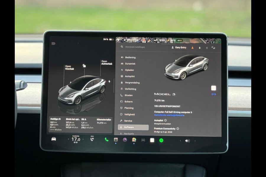 Tesla Model 3 Standard RWD Plus, autopilot, full self -driving, panoramadak, leder