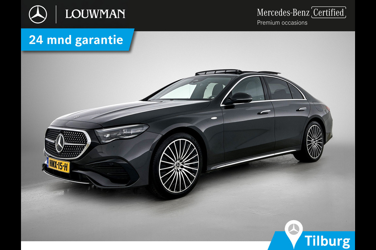 Mercedes-Benz E-Klasse 300 e Sport Edition AMG Line | Panorama Schuif-Kanteldak | Distronic | Lederen bekleding | Alarm | Parkeerpakket met 360°-camera | 20 Inch AMG Velgen. Inclusief 24 maanden MB Certified garantie voor Europa.