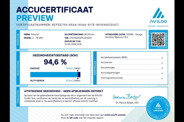 Polestar 2 Long Range Dual Motor Launch Edition 78kWh | SOH: 94,6% | 20"LM | H&K | Adaptive CC | 360Cam |