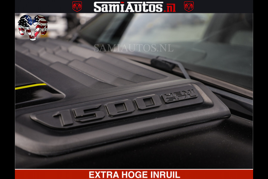 Dodge Ram 1500 HULK | 5.7 V8 | STRIPING | LUCHT VERING | LARAMIE SPORT BLACK ON BLACK | MEGA DIK | CREW CAB DUBBELE CABINE | 5 PERSOONS | DC | DIKKE WILEN | WIDE BODY |