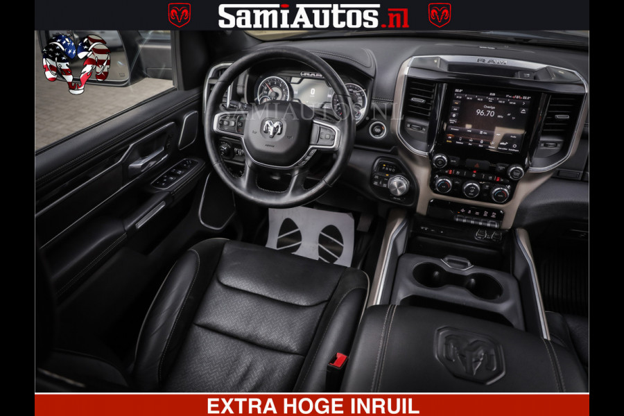 Dodge Ram 1500 HULK | 5.7 V8 | STRIPING | LUCHT VERING | LARAMIE SPORT BLACK ON BLACK | MEGA DIK | CREW CAB DUBBELE CABINE | 5 PERSOONS | DC | DIKKE WILEN | WIDE BODY |