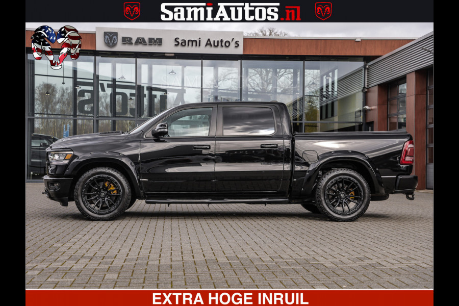 Dodge Ram 1500 HULK | 5.7 V8 | STRIPING | LUCHT VERING | LARAMIE SPORT BLACK ON BLACK | MEGA DIK | CREW CAB DUBBELE CABINE | 5 PERSOONS | DC | DIKKE WILEN | WIDE BODY |