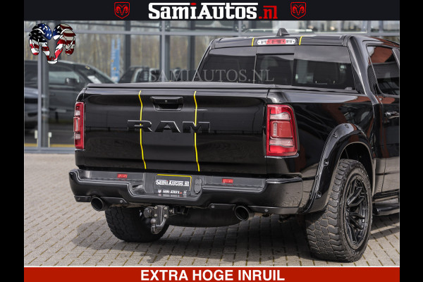 Dodge Ram 1500 HULK | 5.7 V8 | STRIPING | LUCHT VERING | LARAMIE SPORT BLACK ON BLACK | MEGA DIK | CREW CAB DUBBELE CABINE | 5 PERSOONS | DC | DIKKE WILEN | WIDE BODY |