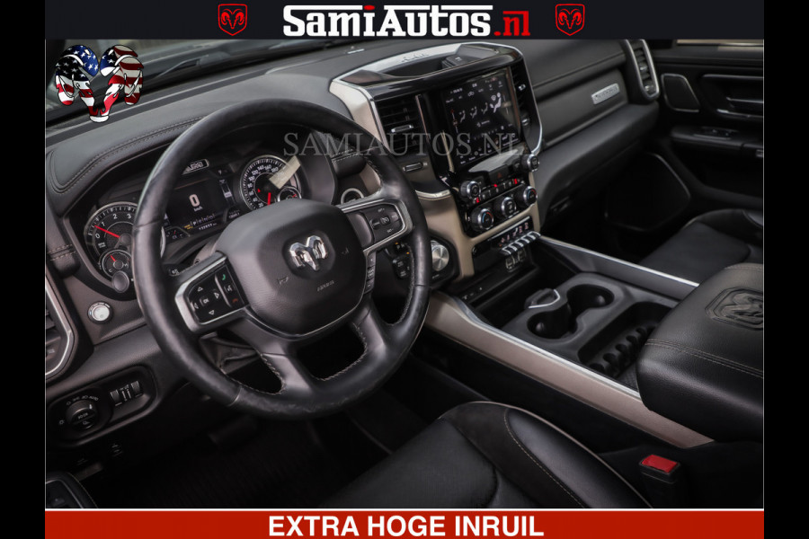 Dodge Ram 1500 HULK | 5.7 V8 | STRIPING | LUCHT VERING | LARAMIE SPORT BLACK ON BLACK | MEGA DIK | CREW CAB DUBBELE CABINE | 5 PERSOONS | DC | DIKKE WILEN | WIDE BODY |