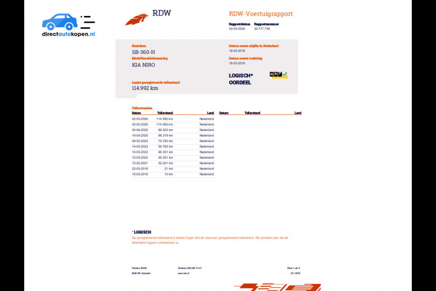 Kia Niro 1.6 GDi Hybrid DynamicLine | 1ste eigenaar |Camera | PDC | Carplay | Cruise Control