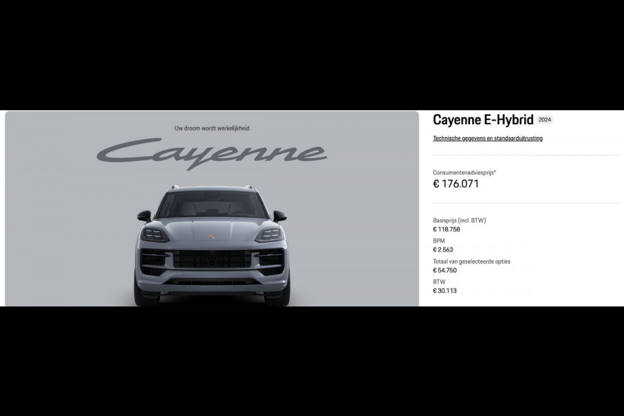 Porsche Cayenne 3.0 E-Hybrid Sport-Design Sportuitlaat Nwpr. 176k