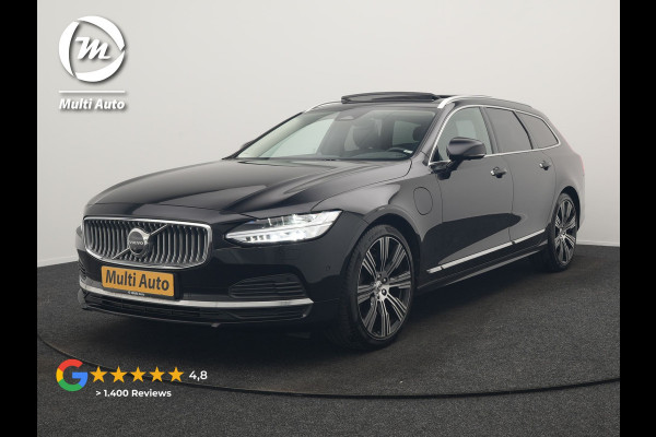 Volvo V90 T8 AWD Inscription Exclusive LONG RANGE PHEV 394pk Dealer O.H. | Panodak | Head Up | Adaptive Cruise | 360 Camera | Bowers & Wilkins | Lederen Sportstoelen Ventilatie & Memory | Keyless | Blis | Stoelen & Stuur Verwarmd | Apple Carplay | Plug In Hybrid