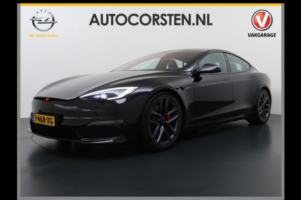 Tesla Model S 680 pk 0-100 3,1sec. Adaptive-Luchtvering FSD-4 / AutoPilot-4 Enhanced EAP ASS-Smart Summon Yoke Stuur Zelf-Parkeren / Voorrijde Long Range100kw Dual Motor 4WD AWD Schuifkanteldak Wi-Fi.Vb. App AEB ASR Rijstrookhulp Bordherkenning ACC ESP DodehoekDetector  Mistlampen Verwarmde-Sproeiers AWD 4 wheel Drive 1.600kg Trekvermogen Orig. NL-se auto 118.000 euro nieuw ! Fabrieksgarantie 4 jaar 80.000 en 240.000/8 jaar Accupakket!