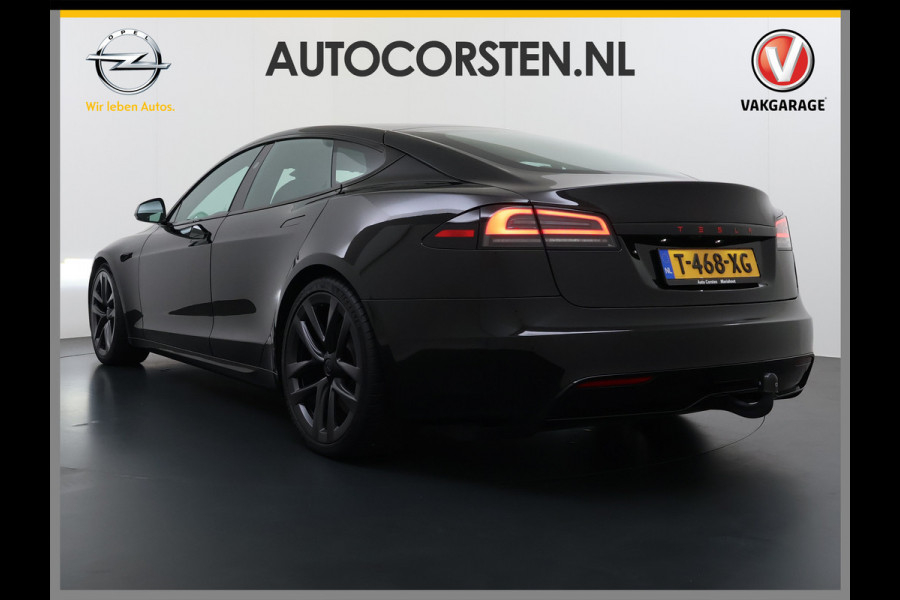Tesla Model S 680 pk 0-100 3,1sec. Adaptive-Luchtvering FSD-4 / AutoPilot-4 Enhanced EAP ASS-Smart Summon Yoke Stuur Zelf-Parkeren / Voorrijde Long Range100kw Dual Motor 4WD AWD Schuifkanteldak Wi-Fi.Vb. App AEB ASR Rijstrookhulp Bordherkenning ACC ESP DodehoekDetector  Mistlampen Verwarmde-Sproeiers AWD 4 wheel Drive 1.600kg Trekvermogen Orig. NL-se auto 118.000 euro nieuw ! Fabrieksgarantie 4 jaar 80.000 en 240.000/8 jaar Accupakket!