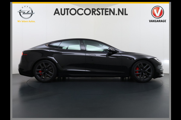 Tesla Model S 680 pk 0-100 3,1sec. Adaptive-Luchtvering FSD-4 / AutoPilot-4 Enhanced EAP ASS-Smart Summon Yoke Stuur Zelf-Parkeren / Voorrijde Long Range100kw Dual Motor 4WD AWD Schuifkanteldak Wi-Fi.Vb. App AEB ASR Rijstrookhulp Bordherkenning ACC ESP DodehoekDetector  Mistlampen Verwarmde-Sproeiers AWD 4 wheel Drive 1.600kg Trekvermogen Orig. NL-se auto 118.000 euro nieuw ! Fabrieksgarantie 4 jaar 80.000 en 240.000/8 jaar Accupakket!