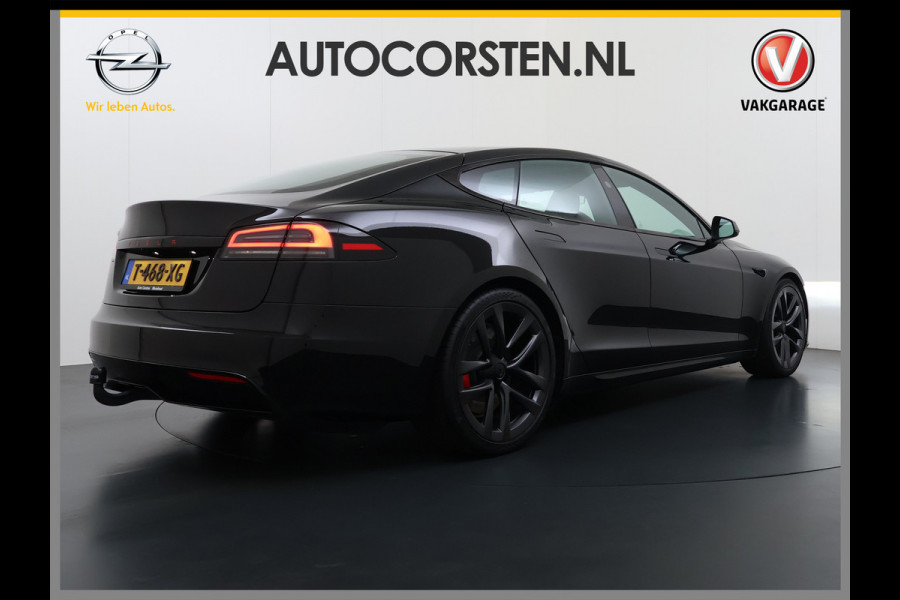 Tesla Model S 680 pk 0-100 3,1sec. Adaptive-Luchtvering FSD-4 / AutoPilot-4 Enhanced EAP ASS-Smart Summon Yoke Stuur Zelf-Parkeren / Voorrijde Long Range100kw Dual Motor 4WD AWD Schuifkanteldak Wi-Fi.Vb. App AEB ASR Rijstrookhulp Bordherkenning ACC ESP DodehoekDetector  Mistlampen Verwarmde-Sproeiers AWD 4 wheel Drive 1.600kg Trekvermogen Orig. NL-se auto 118.000 euro nieuw ! Fabrieksgarantie 4 jaar 80.000 en 240.000/8 jaar Accupakket!
