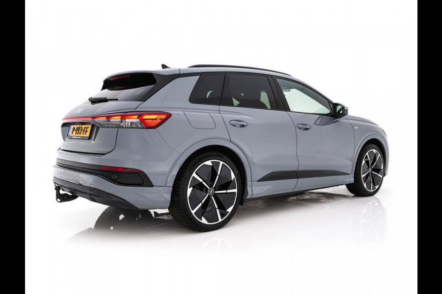 Audi Q4 e-tron 40 Launch edition S Competition 77 kWh [ 3-Fase ] {SOH-93%} (INCL-BTW) *HEATPUMP | LEATHER-FABRIC | MATRIX-LED | ADAPTIVE-CRUISE | HEATED-SPORTSEATS | AMBIENTLIGHT | DIGI-COCKPIT | CAMERA | KEYLESS | DAB+ | NAVI-FULLMAP | TOWBAR | PRIVACYGLASS | 21"AL