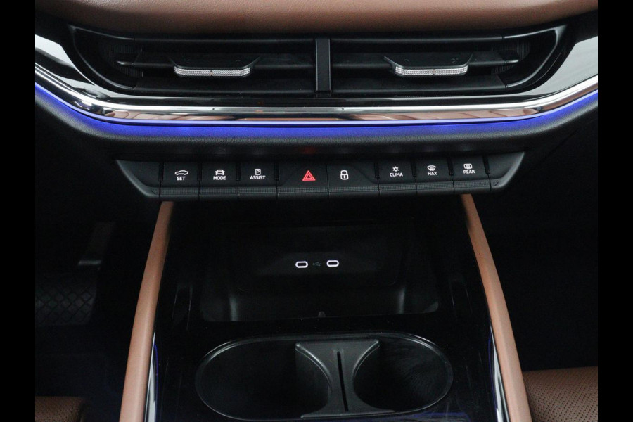 Škoda ENYAQ iV 80 | SOH 91% | Panoramadak | Trekhaak | Leder | Stoelverwarming | Camera | Sfeerverlichting | Navigatie | Carplay | Cruise control | Full LED | Keyless | Getint glas