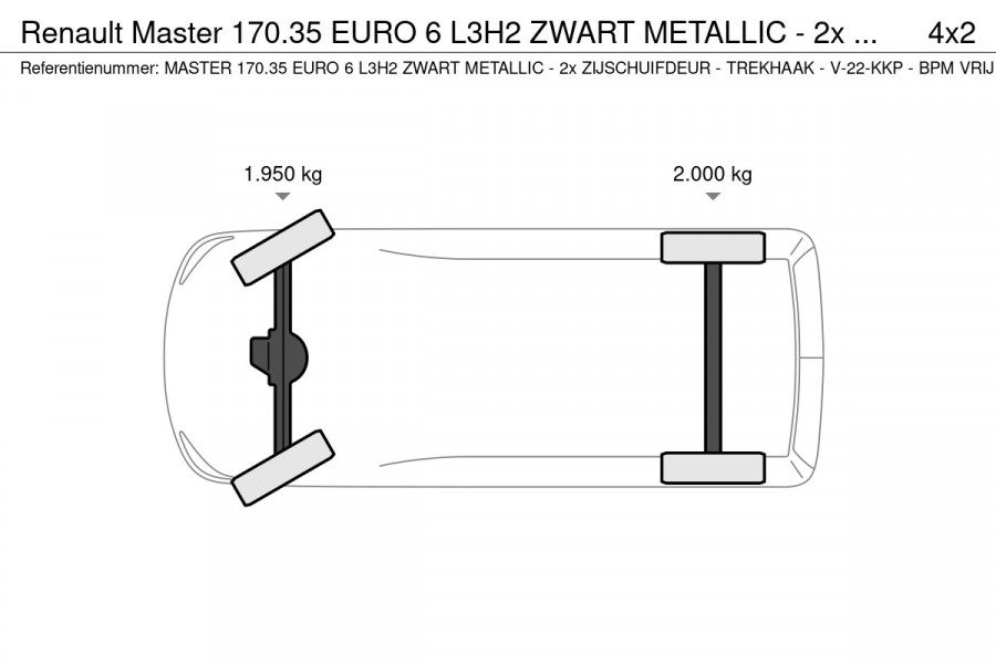 Renault Master 170.35 EURO 6 L3H2 ZWART METALLIC - 2x ZIJSCHUIFDEUR - TREKHAAK - V-22-KKP - BPM VRIJ!