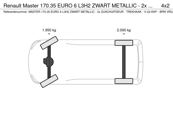 Renault Master 170.35 EURO 6 L3H2 ZWART METALLIC - 2x ZIJSCHUIFDEUR - TREKHAAK - V-22-KKP - BPM VRIJ!
