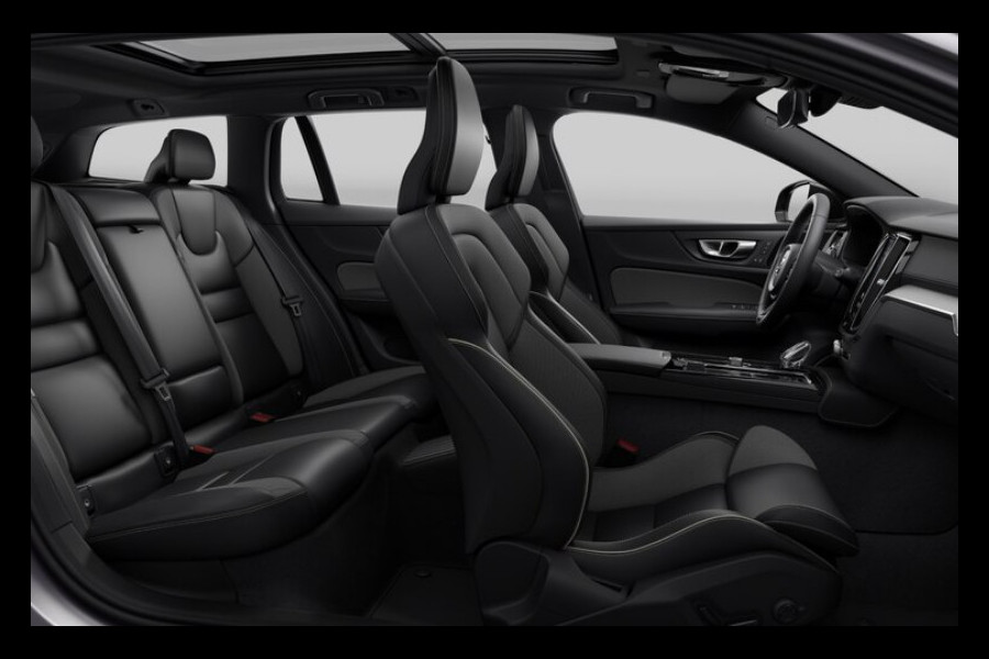Volvo V60 T8 455PK Aut. AWD Performance Edition Ultra Dark Polestar optimisation/ Glossy Black logo voor en achterzijde / Panoramadak/ Head-up display/ Harman Kardon audio/ 360 Camera/ Elektrisch bedienbare voorstoelen met geheugen/ Apple Carplay/ Pilot assit/ Adaptive cruise control/