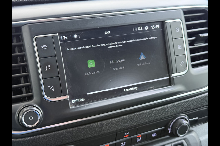 Opel Vivaro 2.0D 123pk L2H1 3-Pers. EURO6 Navi Apple Carplay Android Mirror Link Airco Cruise Control Regen-Lichtsensor Bluetooth Edition Schuifdeur Betonplex Vloer Lat om Lat betimmering Achterdeuren Origineel Nederlandse Auto
