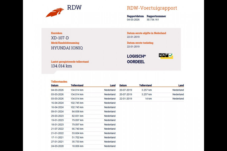 Hyundai IONIQ EV SOH 99,5% Navi Ecc Adap.Cruise Camera Comfort Android Auto Apple Carplay Infinity®-Hifi Isofix Bluetooth DAB VESS Lane Assist Regen-Licht sensor Origineel Nederlandse Auto Laatste Grote beurt bij 124.230km uitgev.