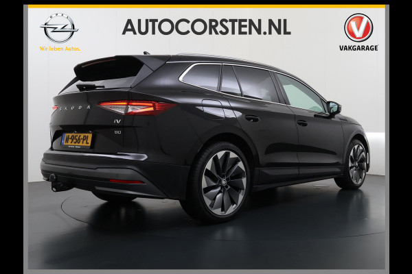 Škoda ENYAQ iV 80 SOH 92% Trekhaak Lmv 21" Stoel+Stuurverwarming Matrix Led Camera Apple Carplay Android Auto Navi Ecc Cruise Control Pdc Draadloze telefoonlader Keyless Advanced Privacy Glas Led Isofix DAB Comfort+Klimaat+Licht Pakket 1.000KG Trekgewicht 1e Eigenaar Origineel Nederlandse Auto 1.000kg trekvermogen € 54.000 nieuw