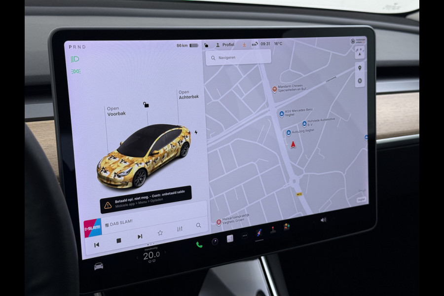 Tesla Model 3 SR+ 325PK Trekhaak LFP-Accu AutoPilot Leer Pano-Dak Adaptive Cruise Lmv 18" Camera's Elektr.-Stuur+Stoelen+Spiegels+Geheugen+Eas SOH 92% Ecc Navi Led DAB Voorverwarmen interieur via App Keyless One-Pedal-Drive 1.000KG Trekgewicht 1e Eigenaar Origineel Nederlandse Auto Fabrieksgarantie op Accu en Motor tot 14-12-2028/160.000km