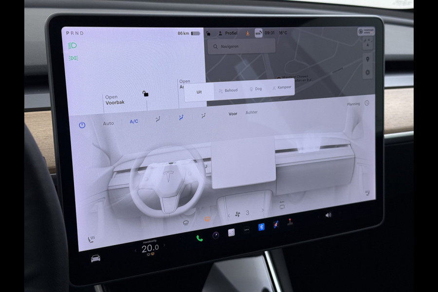 Tesla Model 3 SR+ 325PK Trekhaak LFP-Accu AutoPilot Leer Pano-Dak Adaptive Cruise Lmv 18" Camera's Elektr.-Stuur+Stoelen+Spiegels+Geheugen+Eas SOH 92% Ecc Navi Led DAB Voorverwarmen interieur via App Keyless One-Pedal-Drive 1.000KG Trekgewicht 1e Eigenaar Origineel Nederlandse Auto Fabrieksgarantie op Accu en Motor tot 14-12-2028/160.000km