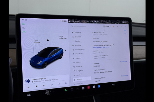 Tesla Model 3 SR+ 325PK LFP-Accu AutoPilot Leer Pano-Dak Adaptive Cruise Lmv 18" Camera's Elektr.-Stuur+Stoelen+Spiegels+Geheugen+Easy-Entry+V SOH 90% Ecc Navi Led DAB Voorverwarmen interieur via App Keyless One-Pedal-Drive Origineel Nederlandse Auto Slechts 26.700km!