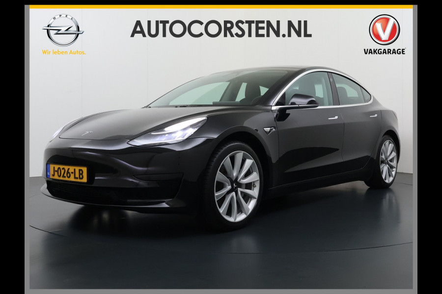 Tesla Model 3 SR+ 325PK Trekhaak Lmv 19" AutoPilot Leer Pano-Dak Adaptive Cruise Camera's Elektr.-Stuur+Stoelen+Spiegels+Geheugen+Easy-Entry+V SOH 84% Ecc Navi Led DAB Voorverwarmen interieur via App Keyless One-Pedal-Drive 1e Eigenaar Origineel Nederlandse Auto 1.584kg licht!