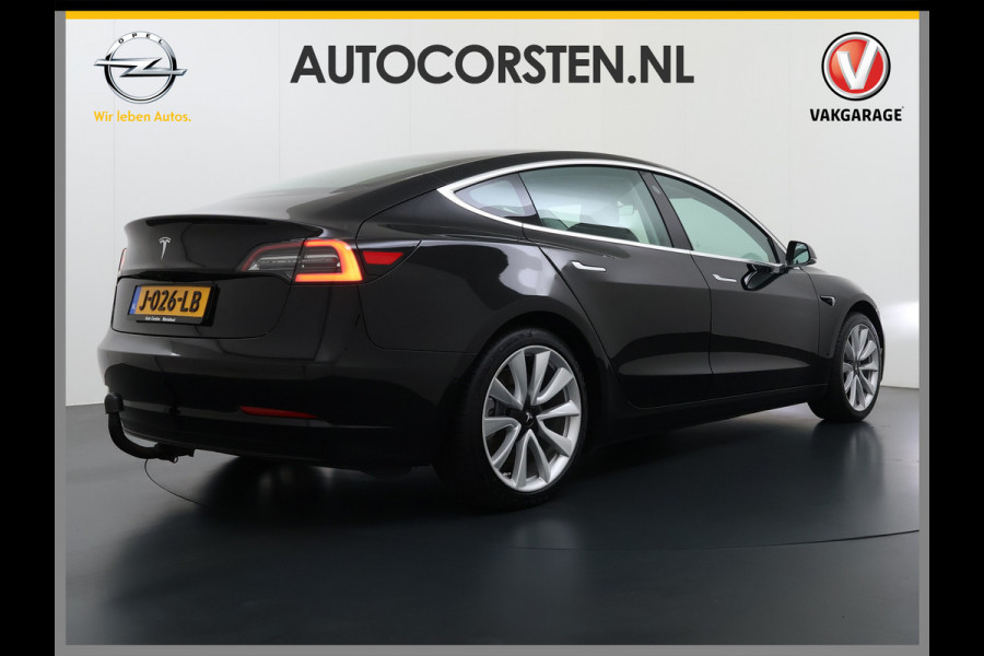 Tesla Model 3 SR+ 325PK Trekhaak Lmv 19" AutoPilot Leer Pano-Dak Adaptive Cruise Camera's Elektr.-Stuur+Stoelen+Spiegels+Geheugen+Easy-Entry+V SOH 84% Ecc Navi Led DAB Voorverwarmen interieur via App Keyless One-Pedal-Drive 1e Eigenaar Origineel Nederlandse Auto 1.584kg licht!