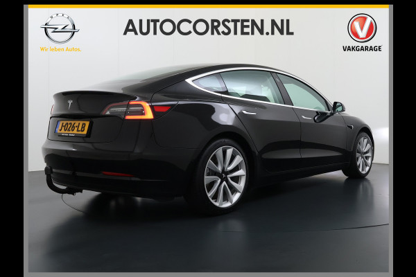 Tesla Model 3 SR+ 325PK Trekhaak Lmv 19" AutoPilot Leer Pano-Dak Adaptive Cruise Camera's Elektr.-Stuur+Stoelen+Spiegels+Geheugen+Easy-Entry+V SOH 84% Ecc Navi Led DAB Voorverwarmen interieur via App Keyless One-Pedal-Drive 1e Eigenaar Origineel Nederlandse Auto 1.584kg licht!