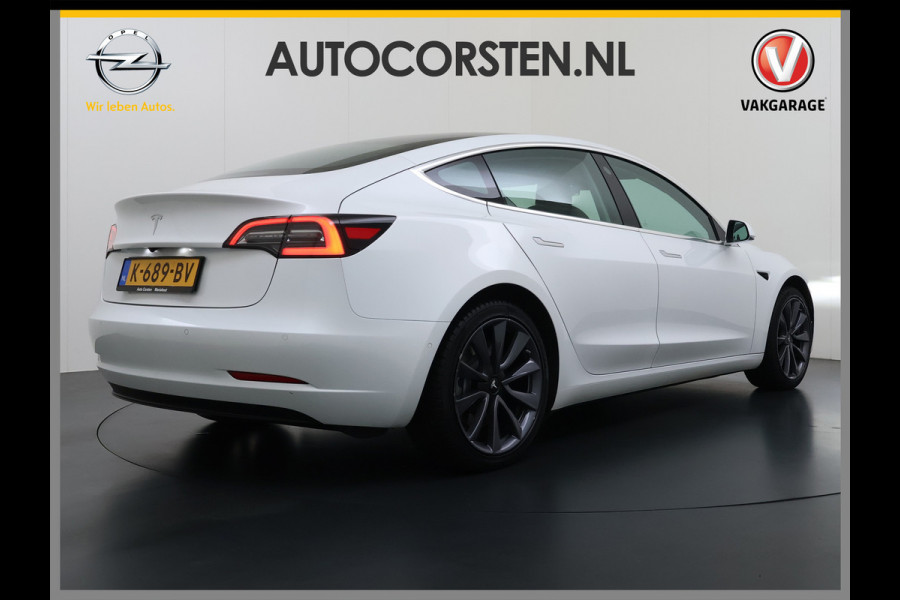Tesla Model 3 SR+ 325PK Trekhaak LFP-Accu 19" SOH 90% AutoPilot Leer Pano-Dak Adaptive Cruise Lmv 18" Camera's Elektr.-Stuur+Stoelen+Spiegels+ Ecc Navi Led DAB Voorverwarmen interieur via App Keyless One-Pedal-Drive Origineel Nederlandse Auto Fabrieksgarantie op Accu en Motor tot 9-12-2028/160.000km