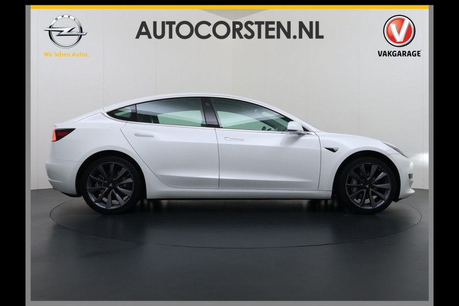 Tesla Model 3 SR+ 325PK Trekhaak LFP-Accu 19" SOH 90% AutoPilot Leer Pano-Dak Adaptive Cruise Lmv 18" Camera's Elektr.-Stuur+Stoelen+Spiegels+ Ecc Navi Led DAB Voorverwarmen interieur via App Keyless One-Pedal-Drive Origineel Nederlandse Auto Fabrieksgarantie op Accu en Motor tot 9-12-2028/160.000km
