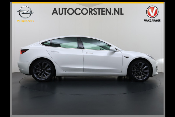 Tesla Model 3 SR+ 325PK Trekhaak LFP-Accu 19" SOH 90% AutoPilot Leer Pano-Dak Adaptive Cruise Lmv 18" Camera's Elektr.-Stuur+Stoelen+Spiegels+ Ecc Navi Led DAB Voorverwarmen interieur via App Keyless One-Pedal-Drive Origineel Nederlandse Auto Fabrieksgarantie op Accu en Motor tot 9-12-2028/160.000km