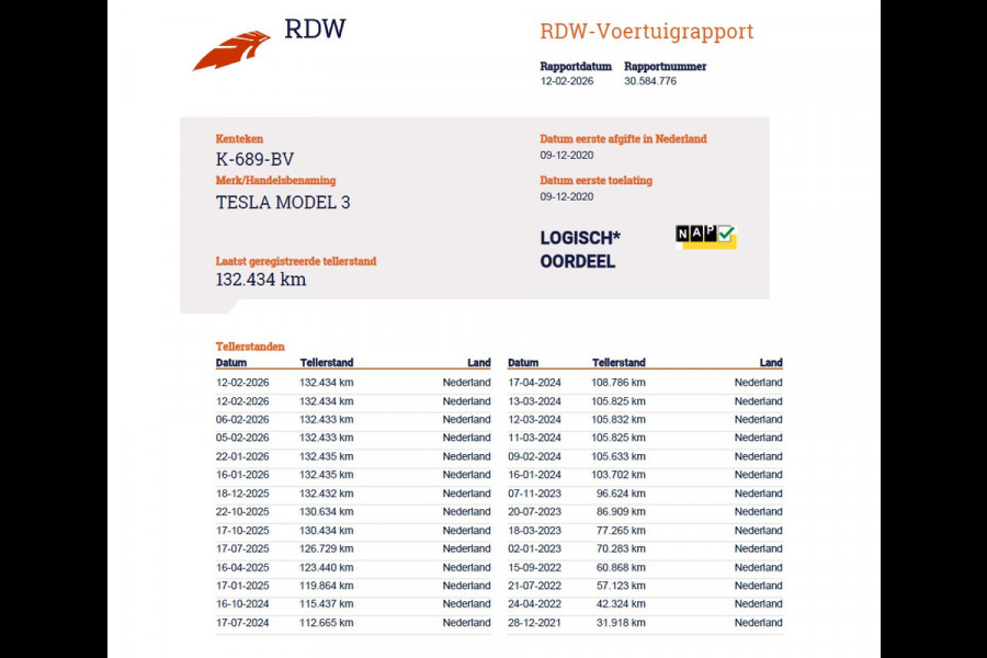 Tesla Model 3 SR+ 325PK Trekhaak LFP-Accu 19" SOH 90% AutoPilot Leer Pano-Dak Adaptive Cruise Lmv 18" Camera's Elektr.-Stuur+Stoelen+Spiegels+ Ecc Navi Led DAB Voorverwarmen interieur via App Keyless One-Pedal-Drive Origineel Nederlandse Auto Fabrieksgarantie op Accu en Motor tot 9-12-2028/160.000km