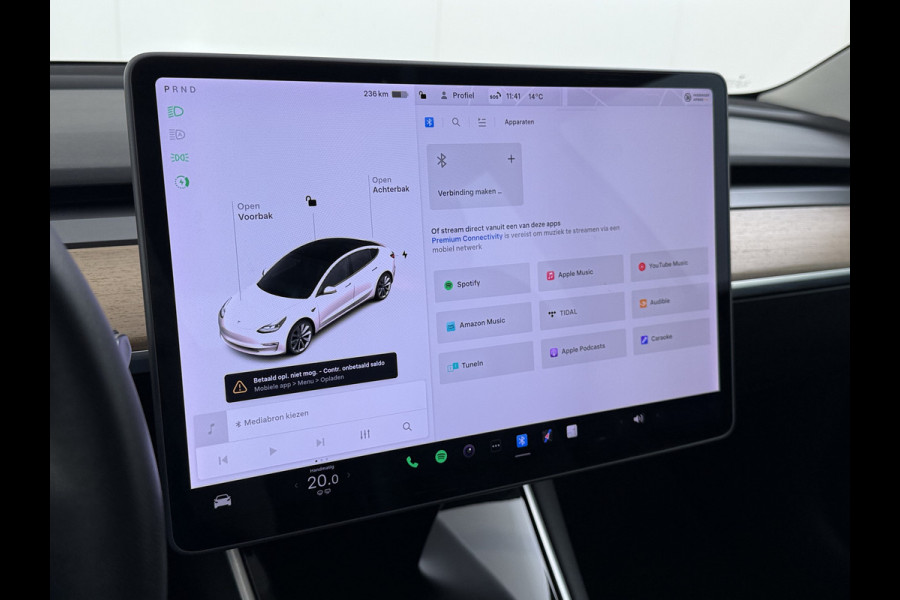 Tesla Model 3 SR+ 325PK Trekhaak LFP-Accu 19" SOH 90% AutoPilot Leer Pano-Dak Adaptive Cruise Lmv 18" Camera's Elektr.-Stuur+Stoelen+Spiegels+ Ecc Navi Led DAB Voorverwarmen interieur via App Keyless One-Pedal-Drive Origineel Nederlandse Auto Fabrieksgarantie op Accu en Motor tot 9-12-2028/160.000km