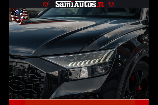Audi RS Q8 RSQ8 BLACK OPS | 600PK 4.0 V8 TFSI QUATTRO | HUD | 4 WIELBESTURING | 23 INCH AUDI SPORT WHEELS | RS BEKLEDING ZWART | PANO | SOF BANG & OLUFSEN | PANORAMA DAK | De Lamborghini Urus en Audi RS Q8 zijn beide supersnelle SUV's met dezelfde basis (4.0L V8 twin-turbo motor van de VW Group)