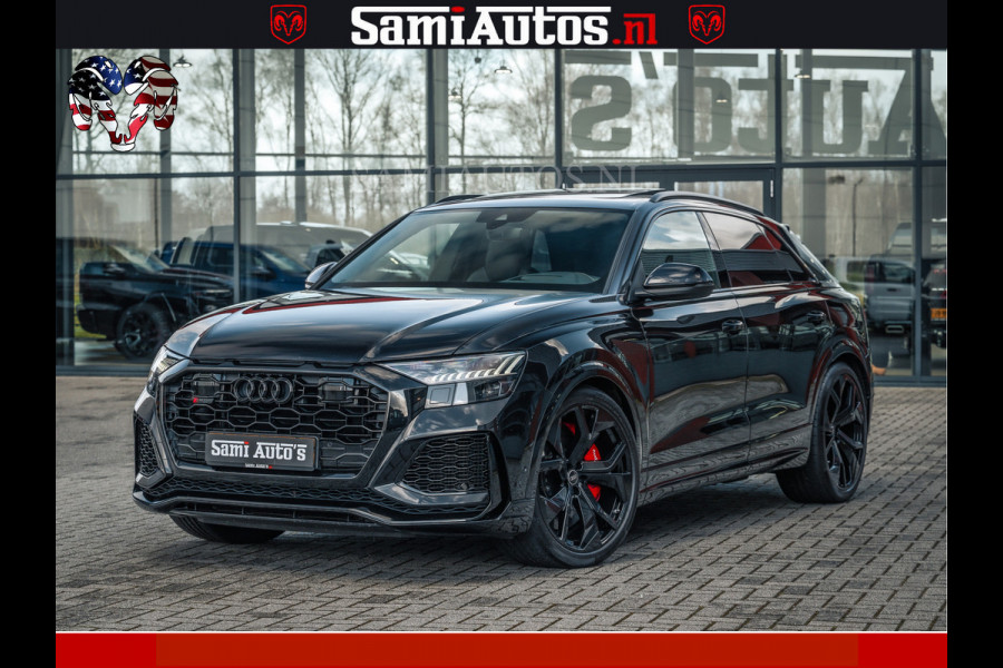 Audi RS Q8 RSQ8 BLACK OPS | 600PK 4.0 V8 TFSI QUATTRO | HUD | 4 WIELBESTURING | 23 INCH AUDI SPORT WHEELS | RS BEKLEDING ZWART | PANO | SOF BANG & OLUFSEN | PANORAMA DAK | De Lamborghini Urus en Audi RS Q8 zijn beide supersnelle SUV's met dezelfde basis (4.0L V8 twin-turbo motor van de VW Group)