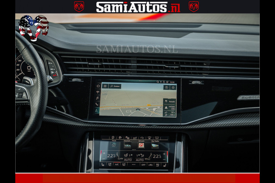 Audi RS Q8 RSQ8 BLACK OPS | 600PK 4.0 V8 TFSI QUATTRO | HUD | 4 WIELBESTURING | 23 INCH AUDI SPORT WHEELS | RS BEKLEDING ZWART | PANO | SOF BANG & OLUFSEN | PANORAMA DAK | De Lamborghini Urus en Audi RS Q8 zijn beide supersnelle SUV's met dezelfde basis (4.0L V8 twin-turbo motor van de VW Group)