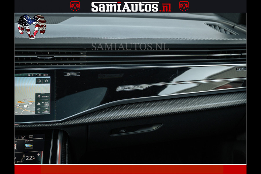 Audi RS Q8 RSQ8 BLACK OPS | 600PK 4.0 V8 TFSI QUATTRO | HUD | 4 WIELBESTURING | 23 INCH AUDI SPORT WHEELS | RS BEKLEDING ZWART | PANO | SOF BANG & OLUFSEN | PANORAMA DAK | De Lamborghini Urus en Audi RS Q8 zijn beide supersnelle SUV's met dezelfde basis (4.0L V8 twin-turbo motor van de VW Group)