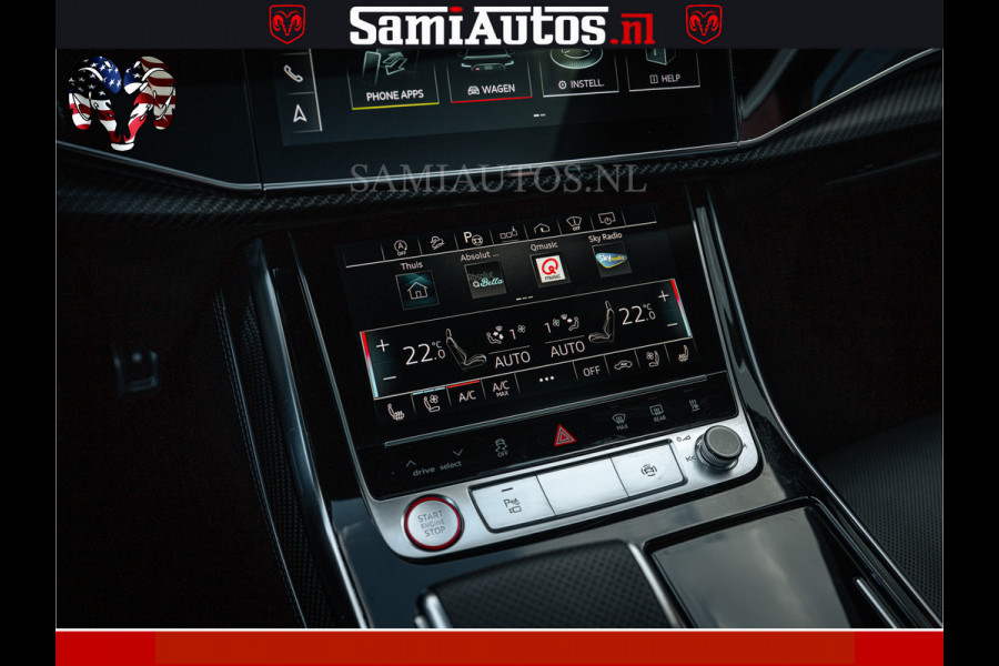 Audi RS Q8 RSQ8 BLACK OPS | 600PK 4.0 V8 TFSI QUATTRO | HUD | 4 WIELBESTURING | 23 INCH AUDI SPORT WHEELS | RS BEKLEDING ZWART | PANO | SOF BANG & OLUFSEN | PANORAMA DAK | De Lamborghini Urus en Audi RS Q8 zijn beide supersnelle SUV's met dezelfde basis (4.0L V8 twin-turbo motor van de VW Group)