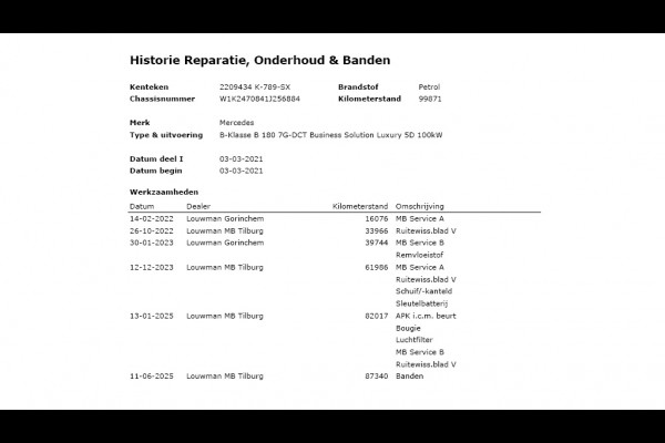 Mercedes-Benz B-Klasse 180T AUT-7 Luxury Pano-Dak Elektr+Leer+Geheugen+Verwarmd-Comfort-Stoel Navi Camera Apple Carplay Android Cruise Control Pdc Zitc Elek.Achterklep Widescreen Park-Assist Break-Assist cockpit Premium+ Smartphone-integratie Dodehoekassistent DAB Bluetooth Led Lmv Keyless Go Easy-pack 1e Eigenaar Dealeronderhouden Zeer Compleet Origineel Nederlandse Auto 1.400kg trekvermogen € 44.000,- nieuw