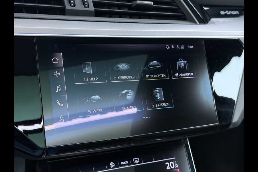 Audi e-tron Sportback 55 Quattro S-Line 408pk 95kWh Pano-Schuif-Dak LED Sport-Stoel-Leer/Alcantara Luchtvering 21" Trekhaak Adaptive-Cruise Spoor-Assi SOH 89% Rode-Remklauwen Zwarte-Hemel Audi-Smartphone-Interface Stoelverwarming Memory Elek.Achterklep DAB Lmv Privacy Glas Led Keyless Actieve Luidspreker 1e Eigenaar Origineel Nederlandse Auto € 93.000 nieuw 1.800kg Trekvermogen