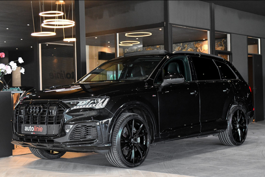 Audi Q7 55 TFSI e quattro 3x S-Line. Pano, ACC, HUD, Memory, Leder, B&O, Stuurvw, Keyless, Camera, Matrix, Sfeer, 22''!