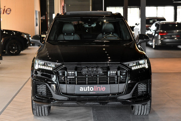 Audi Q7 55 TFSI e quattro 3x S-Line. Pano, ACC, HUD, Memory, Leder, B&O, Stuurvw, Keyless, Camera, Matrix, Sfeer, 22''!